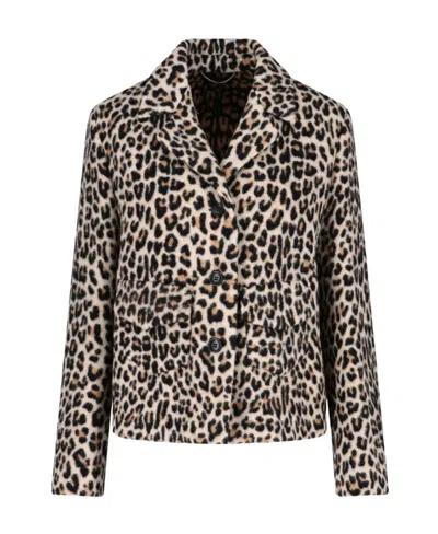 Ermanno Scervino Leopard-print Single-breasted Blazer In Black