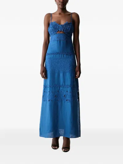 Ermanno Scervino Life Lace-panelled Cut-out Maxi Dress In Blue