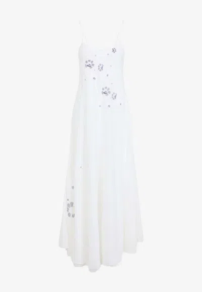 Ermanno Scervino Life Maxi Dress With Embroidered-flowers In Neutral