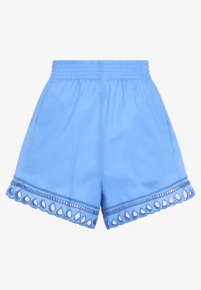 Ermanno Scervino Life Shorts With Embroidered Cut-outs In Metallic
