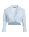Ermanno Scervino Life Woman Cardigan Sky Blue Size L Merino Wool, Viscose, Cashmere, Polyamide