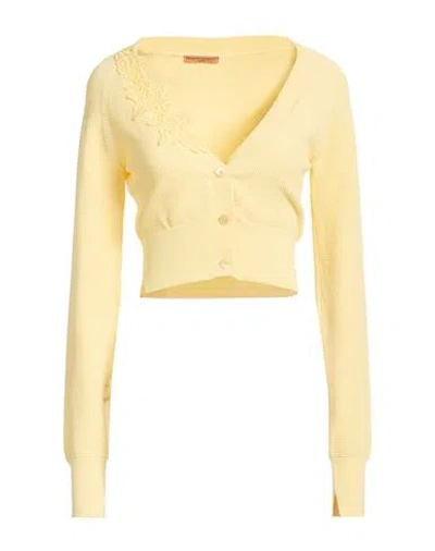 Ermanno Scervino Life Woman Cardigan Yellow Size S Viscose, Polyamide, Cotton, Polyester