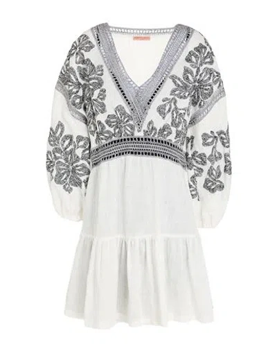 Ermanno Scervino Life Woman Mini Dress White Size 8 Linen, Cotton, Polyester In Neutral