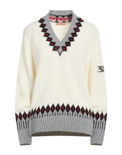 Ermanno Scervino Life Woman Sweater Ivory Size L Merino Wool, Viscose, Cashmere, Polyamide, Glass In Neutral