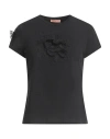 Ermanno Scervino Life Woman T-shirt Black Size 12 Cotton, Elastane, Polyamide, Polyester In Black