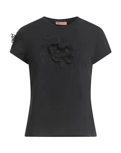 Ermanno Scervino Life Woman T-shirt Black Size 12 Cotton, Elastane, Polyamide, Polyester