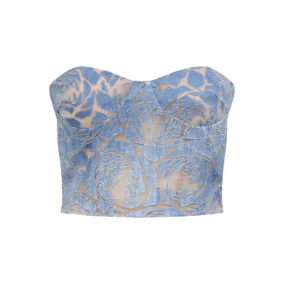 Ermanno Scervino Light Blue Cotton Bustier Top
