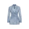 Ermanno Scervino Floral Pattern Double-breasted Jacket With Tailored Fit In Blue