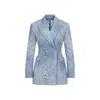Ermanno Scervino Double Breasted Floral Pattern Denim Jacket