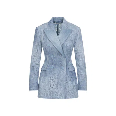 Ermanno Scervino Light Blue Cotton Double Breasted Jacket