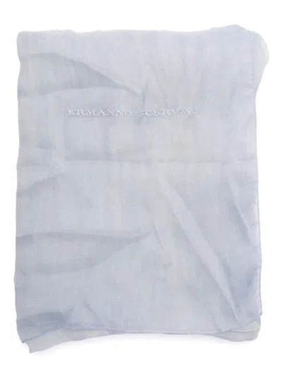 Ermanno Scervino Light Blue Embroidered Logo Scarf