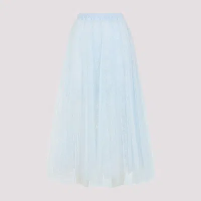 ERMANNO SCERVINO LIGHT BLUE LACE MIDI SKIRT