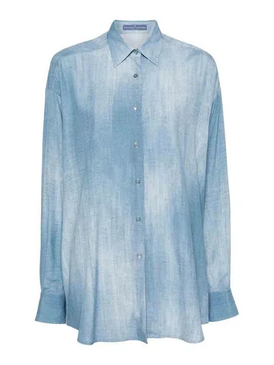 Ermanno Scervino Light Blue Shirt In Azul