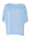 Ermanno Scervino Lace-embellished Short-sleeve Top In Blue