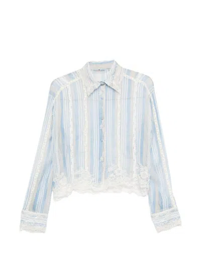 Ermanno Scervino Lace Striped Blouse In Multi