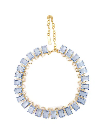 Ermanno Scervino Light Sapphire Rectangular Stone Necklace In Blue