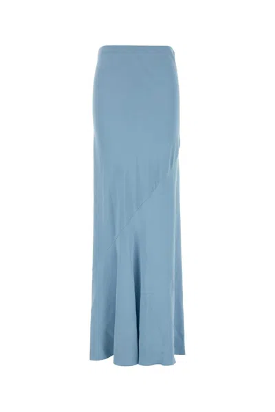 Ermanno Scervino Lightweight Twill Skirt With Stretch Lining In Blue