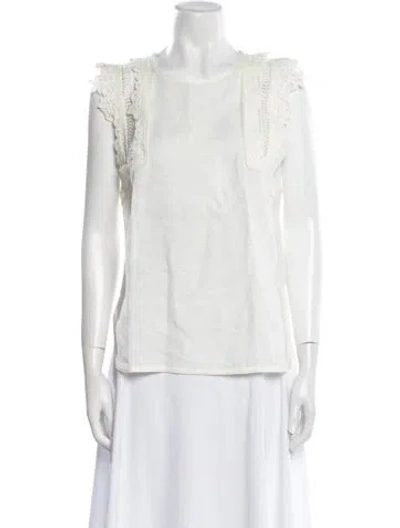 Pre-owned Ermanno Scervino Linen Crew Neck Blouse In Neutral