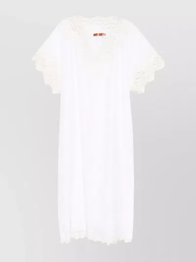 Ermanno Scervino Linen Kaftan Embroidered Design In White
