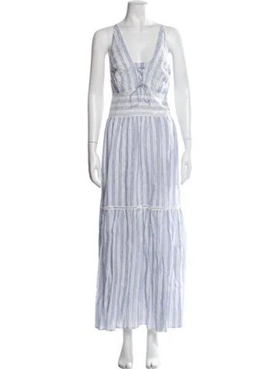 Pre-owned Ermanno Scervino Linen Long Dress In Blue