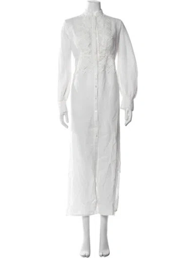 Pre-owned Ermanno Scervino Linen Long Dress In White