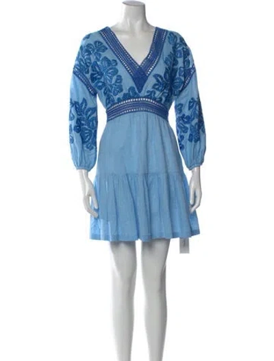 Pre-owned Ermanno Scervino Linen Mini Dress In Blue