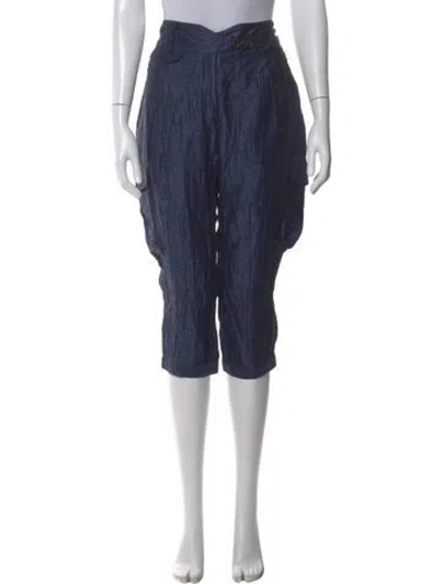 Pre-owned Ermanno Scervino Linen Straight Leg Pants W/ Tags In Blue