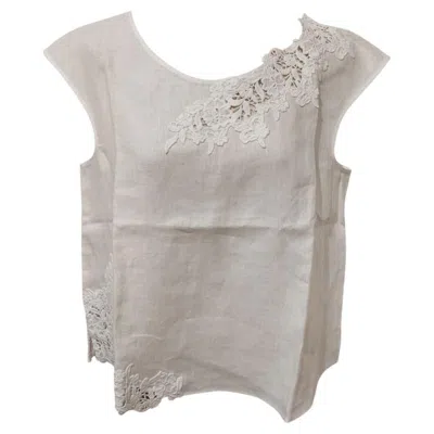 Pre-owned Ermanno Scervino Linen Top Size 46 In Gray