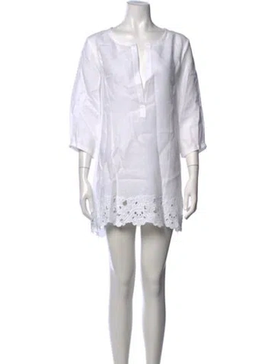 Pre-owned Ermanno Scervino Linen V-neck Tunic In Neutrals