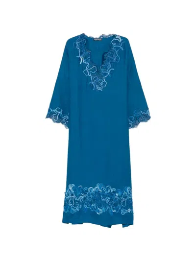 Ermanno Scervino Lingerie Long Kaftan In Blue