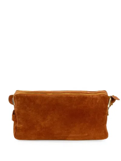 Ermanno Scervino Lisa Suede Shoulder Bag In Brown