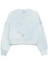 Ermanno Scervino Cropped Long-sleeve Sweatshirt With Voluminous Sleeves In Blue