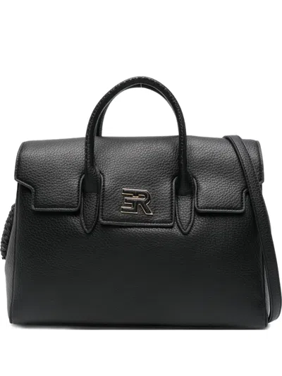 Ermanno Scervino Logo-plaque Braided-strap Tote Bag In Black