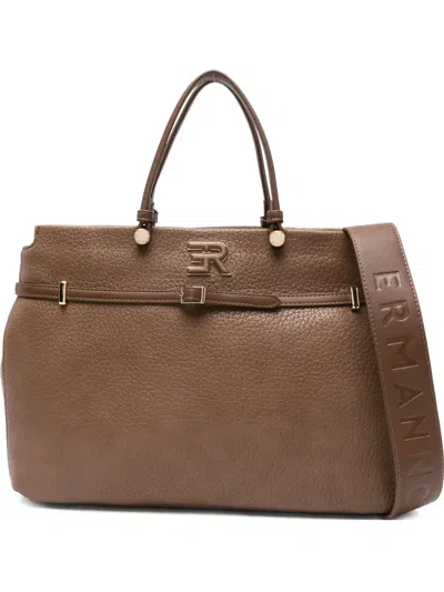 Ermanno Scervino Logo-plaque Tote Bag In Brown