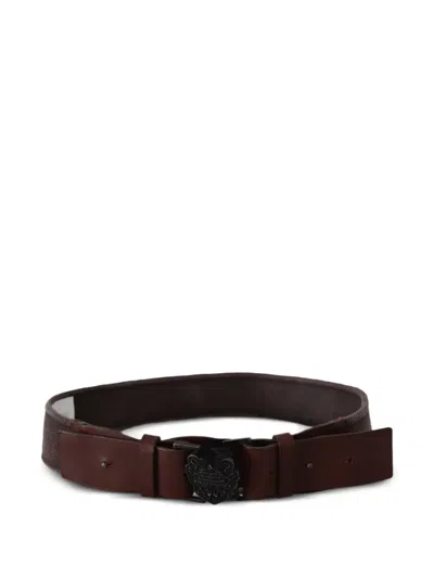 Ermanno Scervino Logo-buckle Leather-trim Belt In Brown