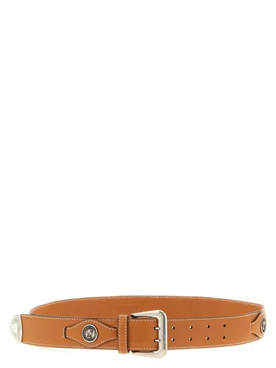 Ermanno Scervino Logo-embellished Leather Belt In Tan