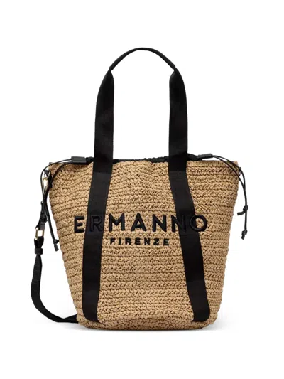Ermanno Scervino Logo-embroidered Tote Bag In Neutral