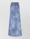 Ermanno Scervino Long Denim Skirt With Floral Pattern And Back Pocket