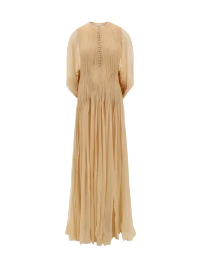 Ermanno Scervino Long Dress In Incense/beige