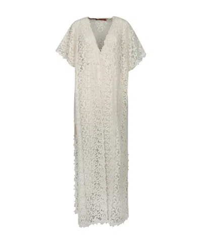 Ermanno Scervino Long Macrama Lace Cardigan With A V-neckline
