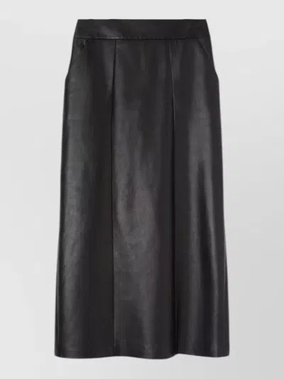 Ermanno Scervino Long Skirt High Waist Front Pleats Pockets In Black