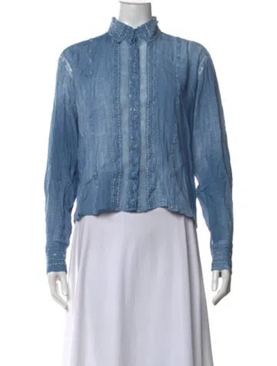 Pre-owned Ermanno Scervino Long Sleeve Blouse In Blue