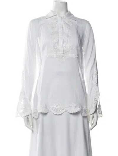 Pre-owned Ermanno Scervino Long Sleeve Blouse In White