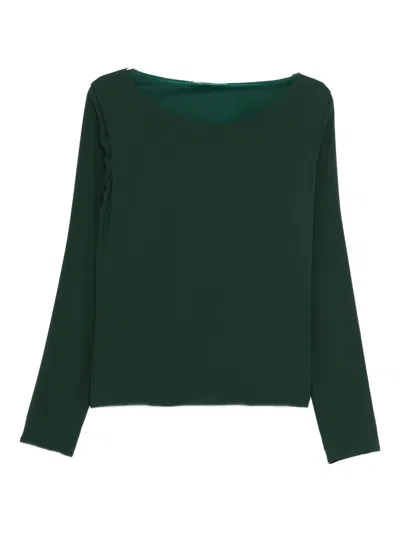 Ermanno Scervino Long-sleeve Boat-neck Top In Green
