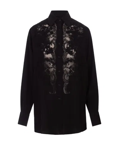 Ermanno Scervino Long Sleeve Button-down Shirt In Black