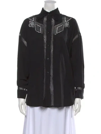 Pre-owned Ermanno Scervino Long Sleeve Button-up Top In Black