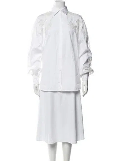 Pre-owned Ermanno Scervino Long Sleeve Button-up Top In Blue/white