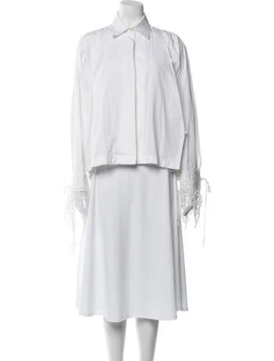 Pre-owned Ermanno Scervino Long Sleeve Button-up Top In White