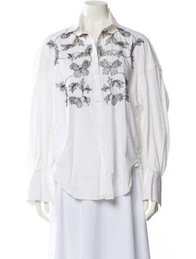 Pre-owned Ermanno Scervino Long Sleeve Button-up Top In White
