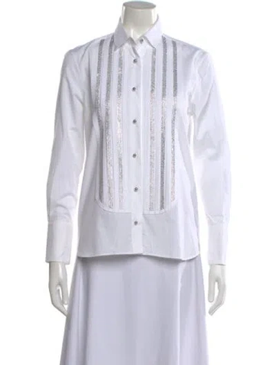 Pre-owned Ermanno Scervino Long Sleeve Button-up Top In White
